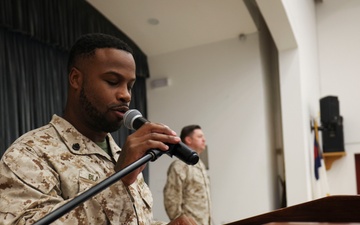 TF 51/5th MEB Sailor receives Fleet Marine Force pin