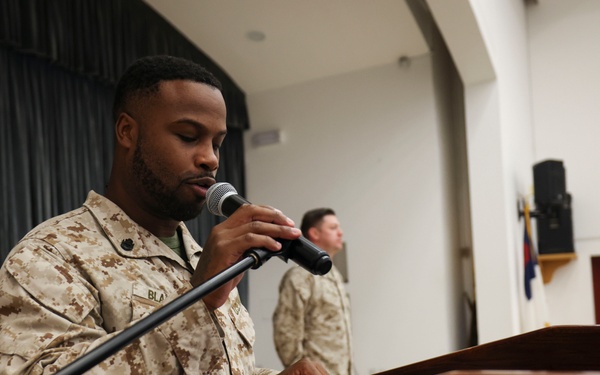 TF 51/5th MEB Sailor receives Fleet Marine Force pin