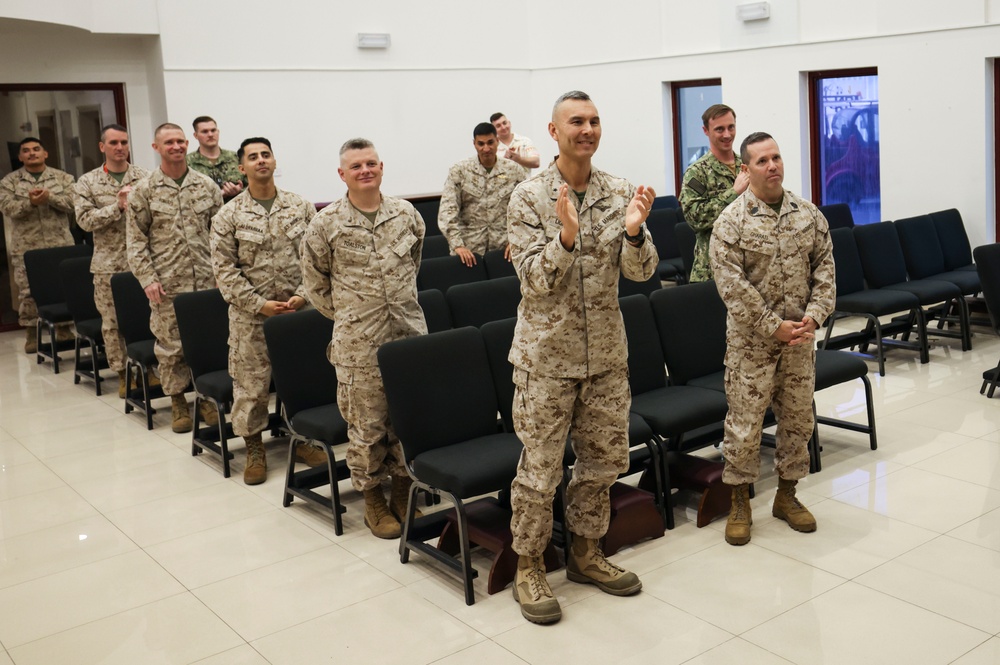 TF 51/5th MEB Sailor receives Fleet Marine Force pin