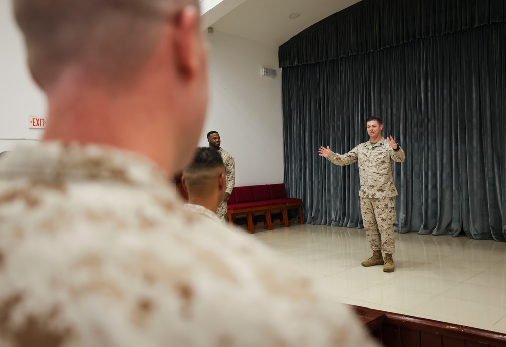 TF 51/5th MEB Sailor receives Fleet Marine Force pin
