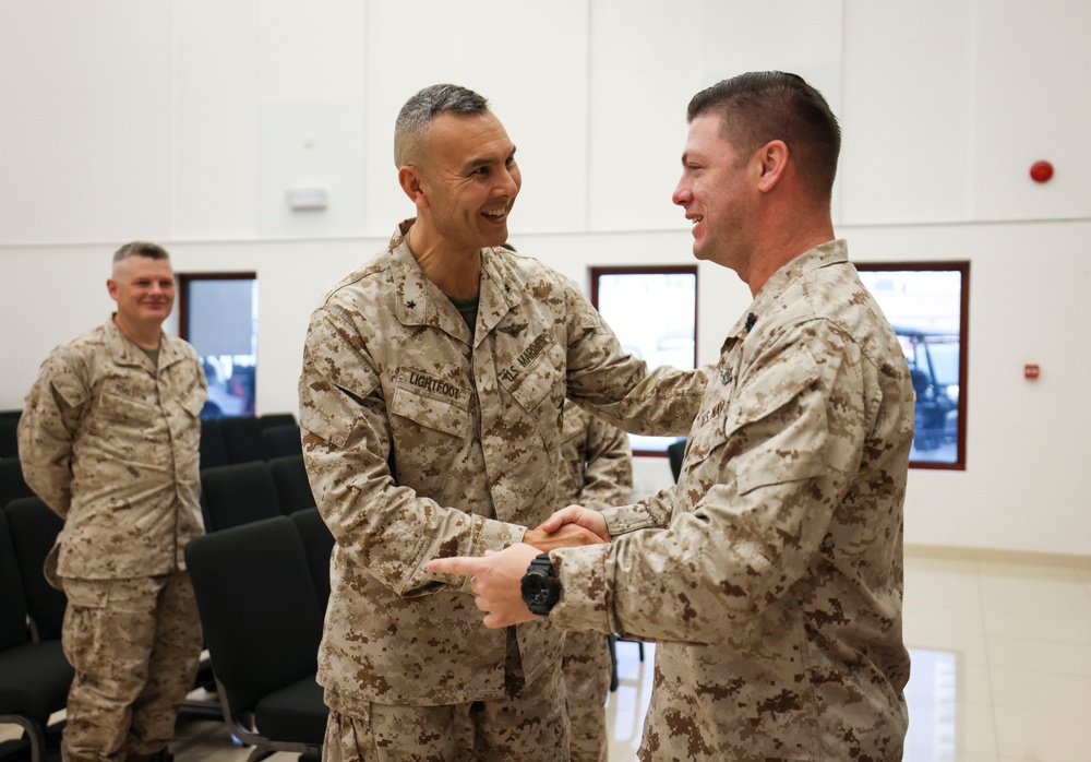 TF 51/5th MEB Sailor receives Fleet Marine Force pin
