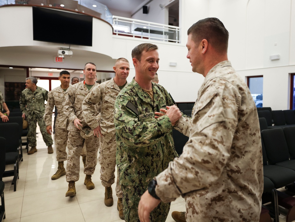 TF 51/5th MEB Sailor receives Fleet Marine Force pin