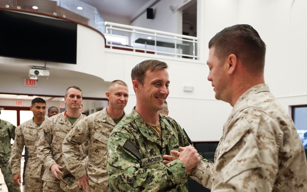 TF 51/5th MEB Sailor receives Fleet Marine Force pin