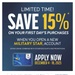 MILITARY STAR Card Makes Spirits Bright with 15% off First-Day Purchases Dec. 4-18