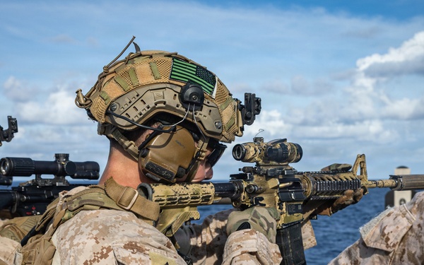 22nd MEU(SOC) | USS Fort Lauderdale India Company Conducts a Deck Shoot