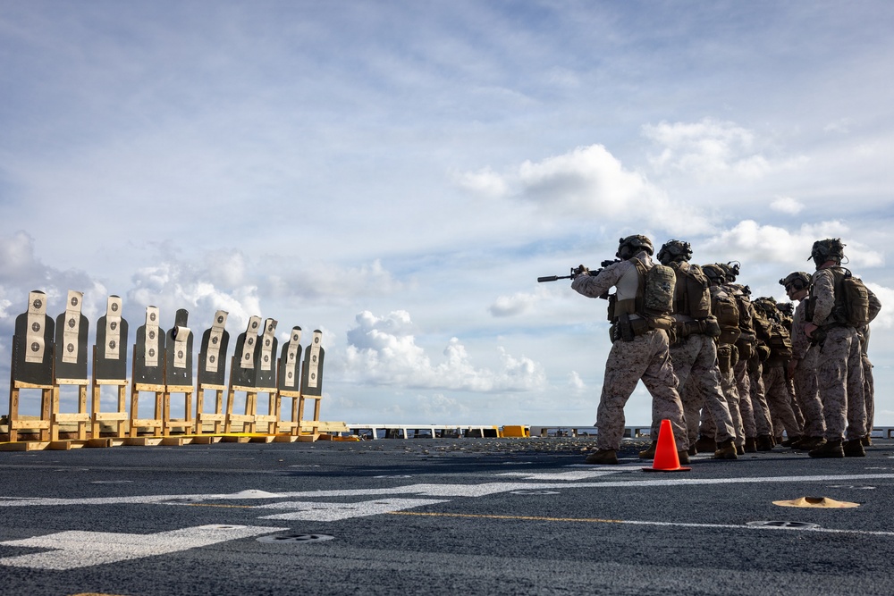 22nd MEU(SOC) | USS Fort Lauderdale India Company Conducts a Deck Shoot
