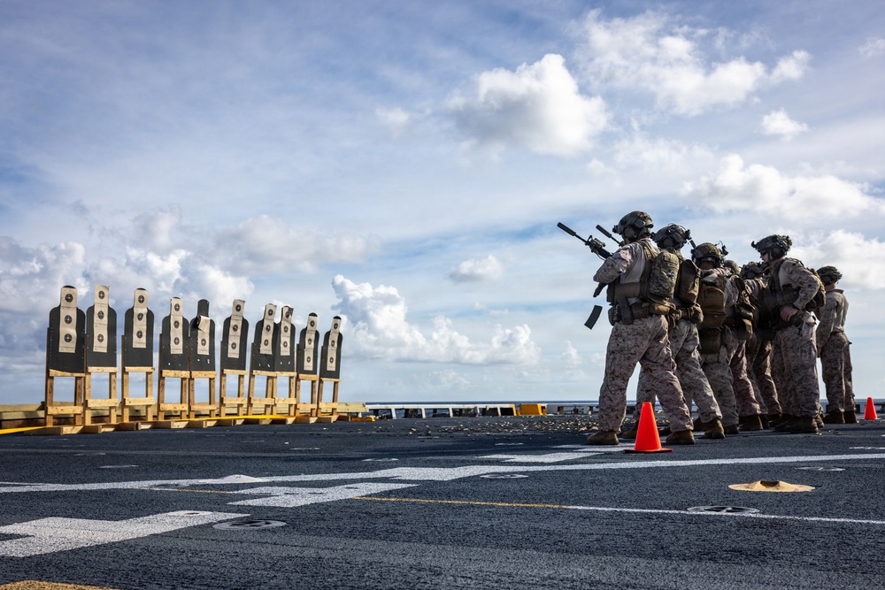 22nd MEU(SOC) | USS Fort Lauderdale India Company Conducts a Deck Shoot