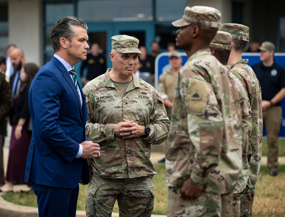 Secretary of War Pete Hegseth awards coins recognizing D.C. National Guard Soldiers