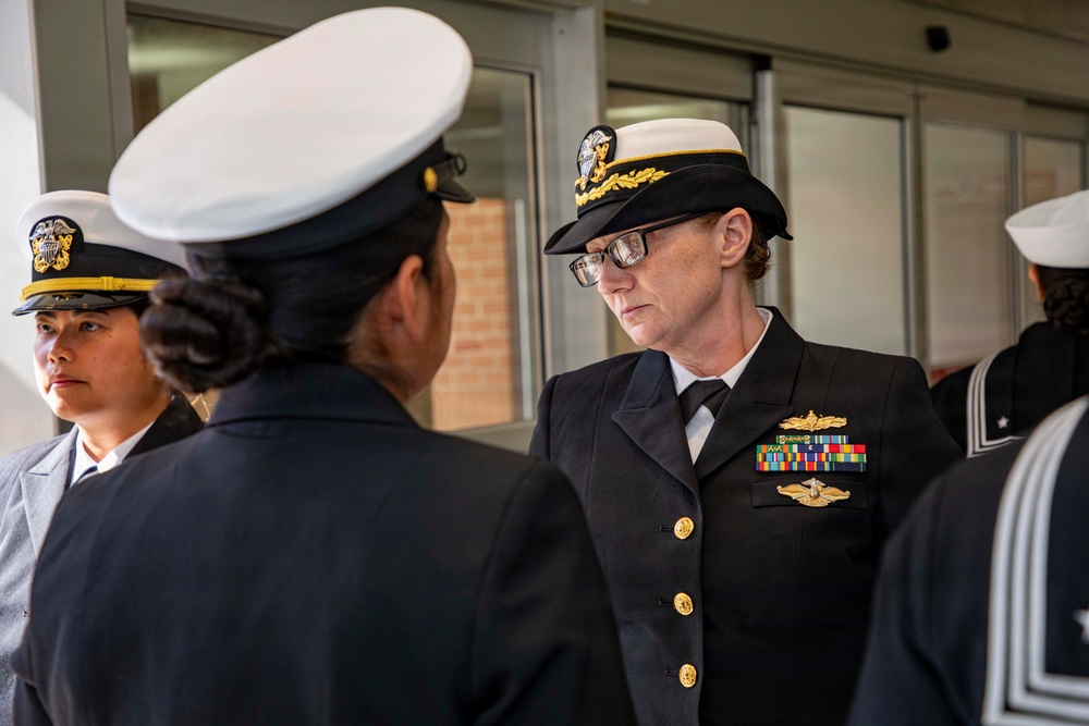 Sailors assigned to Navy Medicine and Readiness Logistic Command Detachment at Naval Medical Forces Atlantic Conduct Uniform Inspection