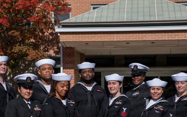 Sailors assigned to Navy Medicine and Readiness Logistic Command Detachment at Naval Medical Forces Atlantic Conduct Uniform Inspection