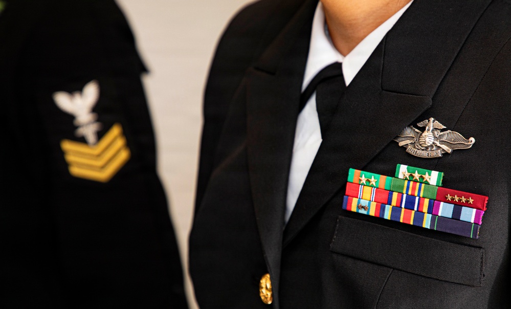 Sailors assigned to Navy Medicine and Readiness Logistic Command Detachment at Naval Medical Forces Atlantic Conduct Uniform Inspection