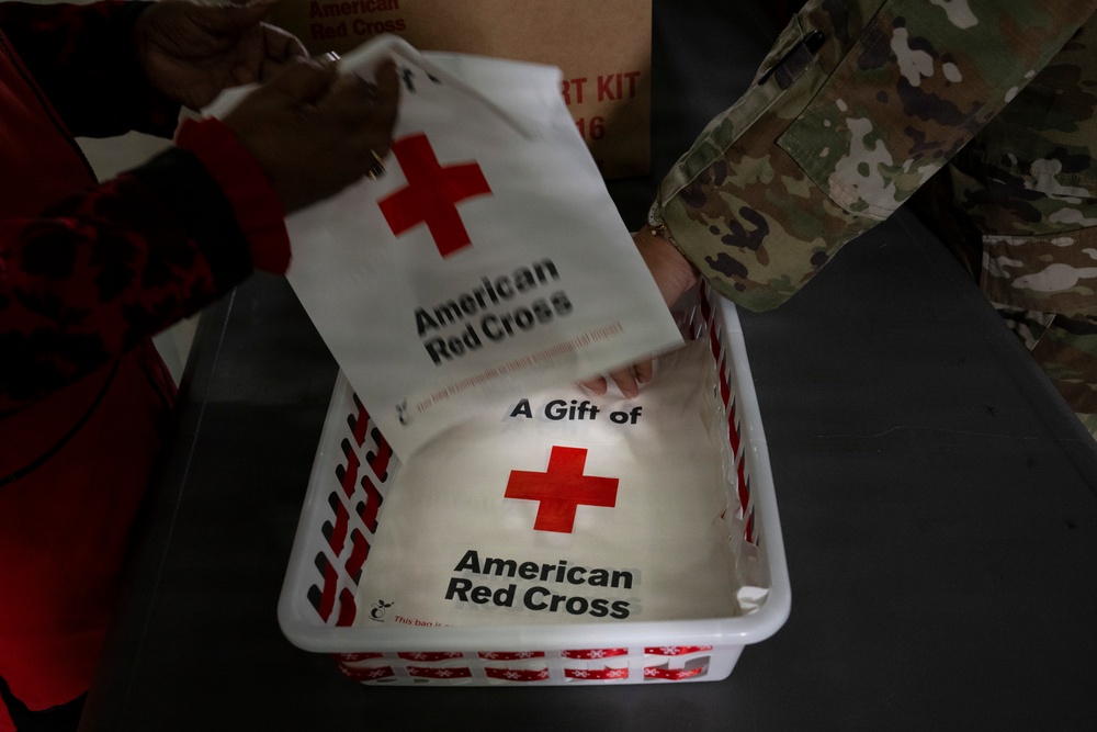First Lady Melania Trump and Second Lady Usha Vance Partner with Red Cross Making Care Packages at Andrews