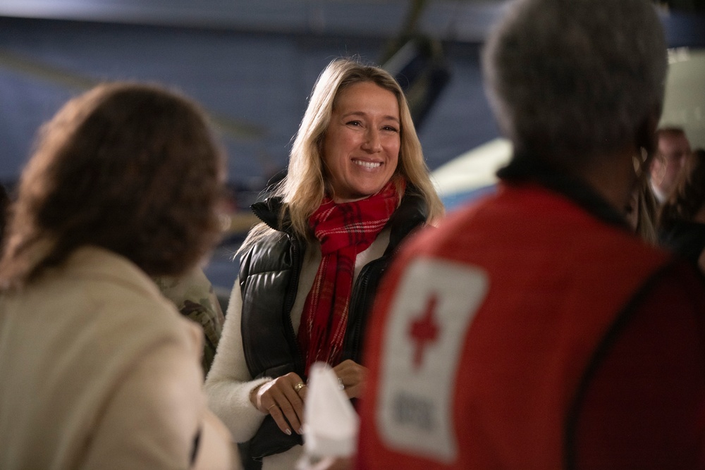First Lady Melania Trump and Second Lady Usha Vance Partner with Red Cross Making Care Packages at Andrews