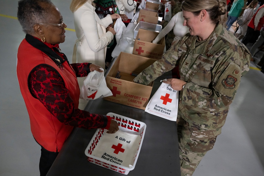 First Lady Melania Trump and Second Lady Usha Vance Partner with Red Cross Making Care Packages at Andrews