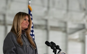 First Lady Melania Trump and Second Lady Usha Vance Partner with Red Cross Making Care Packages at Andrews