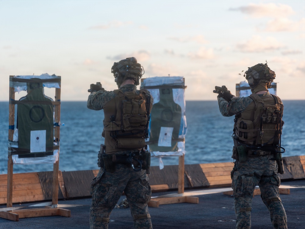22nd MEU(SOC) | MSPF Conducts Deck Shoot Aboard the USS Iwo Jima