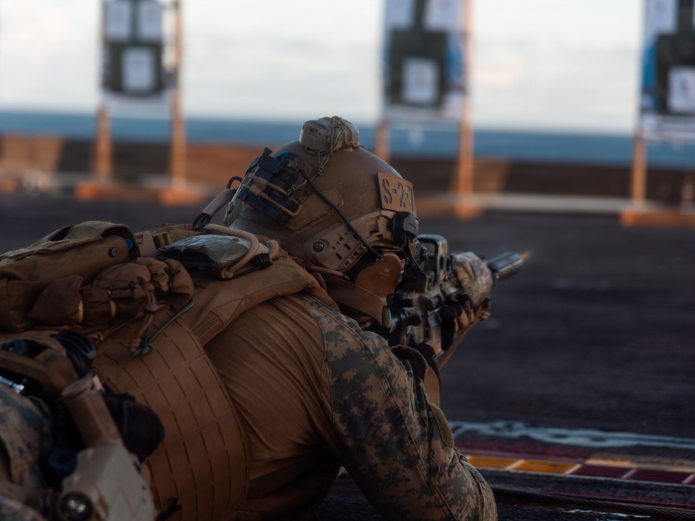 22nd MEU(SOC) | MSPF Conducts Deck Shoot Aboard the USS Iwo Jima