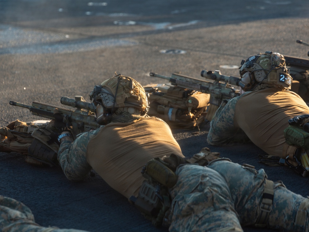22nd MEU(SOC) | MSPF Conducts Deck Shoot Aboard the USS Iwo Jima