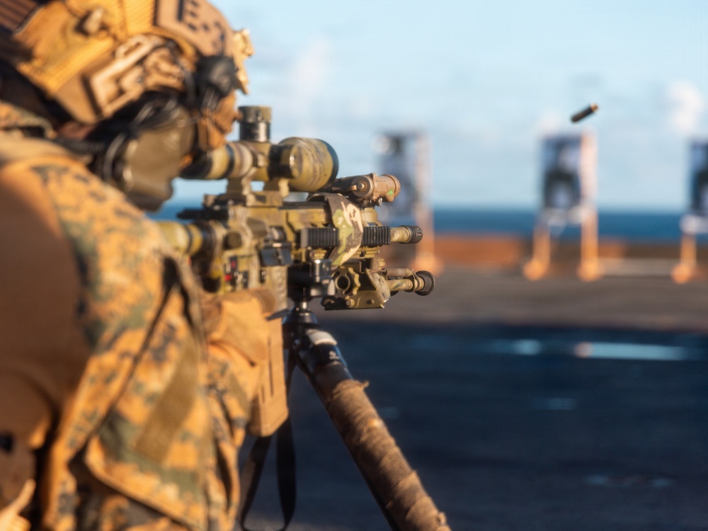 22nd MEU(SOC) | MSPF Conducts Deck Shoot Aboard the USS Iwo Jima