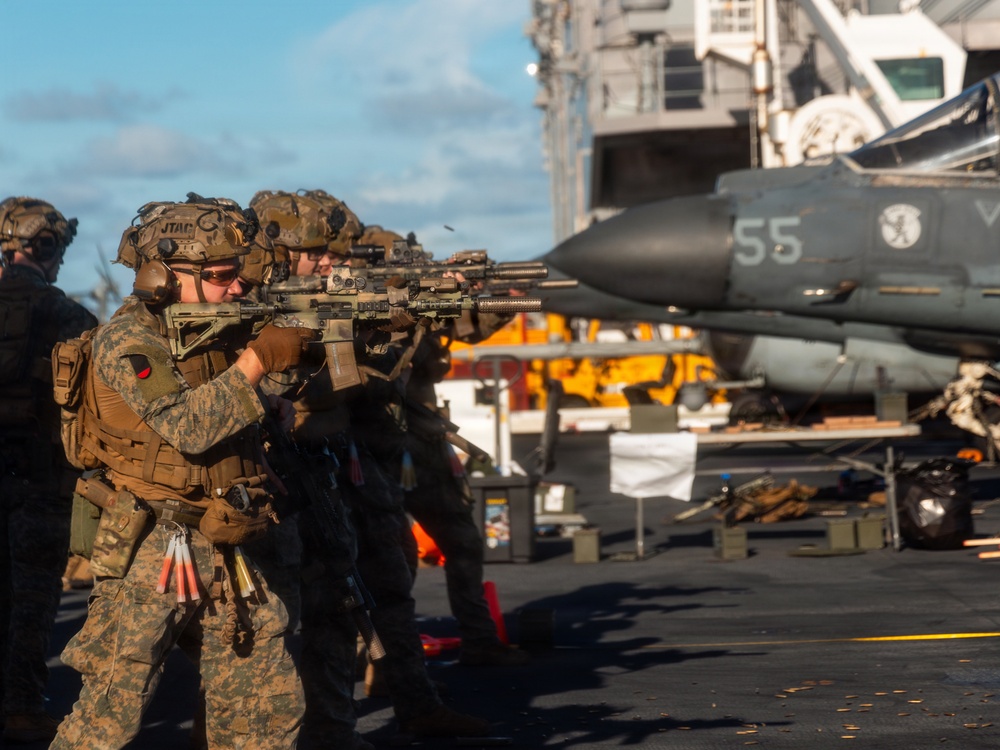 22nd MEU(SOC) | MSPF Conducts Deck Shoot Aboard the USS Iwo Jima