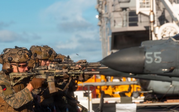 22nd MEU(SOC) | MSPF Conducts Deck Shoot Aboard the USS Iwo Jima