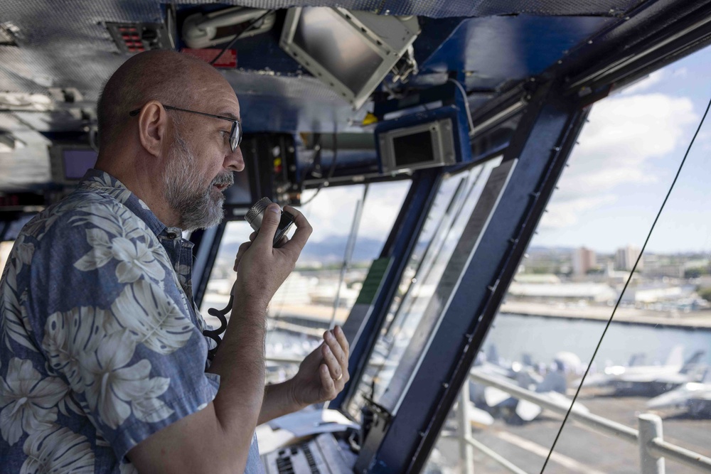 CNRH Historian Provides Narration as USS Nimitz Departs Joint Base Pearl Harbor-Hickam
