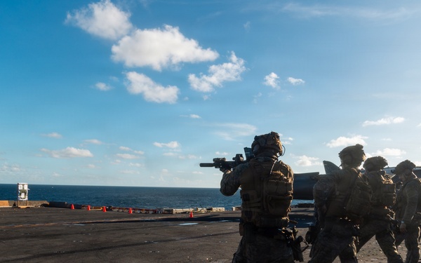 22nd MEU(SOC) | MSPF Conducts Deck Shoot Aboard the USS Iwo Jima