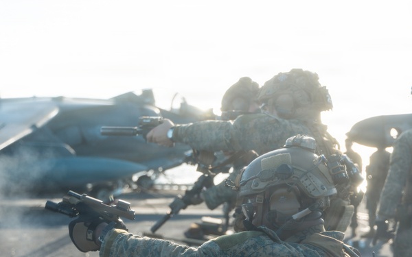 22nd MEU(SOC) | MSPF Conducts Deck Shoot Aboard the USS Iwo Jima