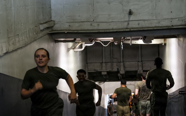 22nd MEU(SOC) | Corporals Course PT Aboard USS Iwo Jima