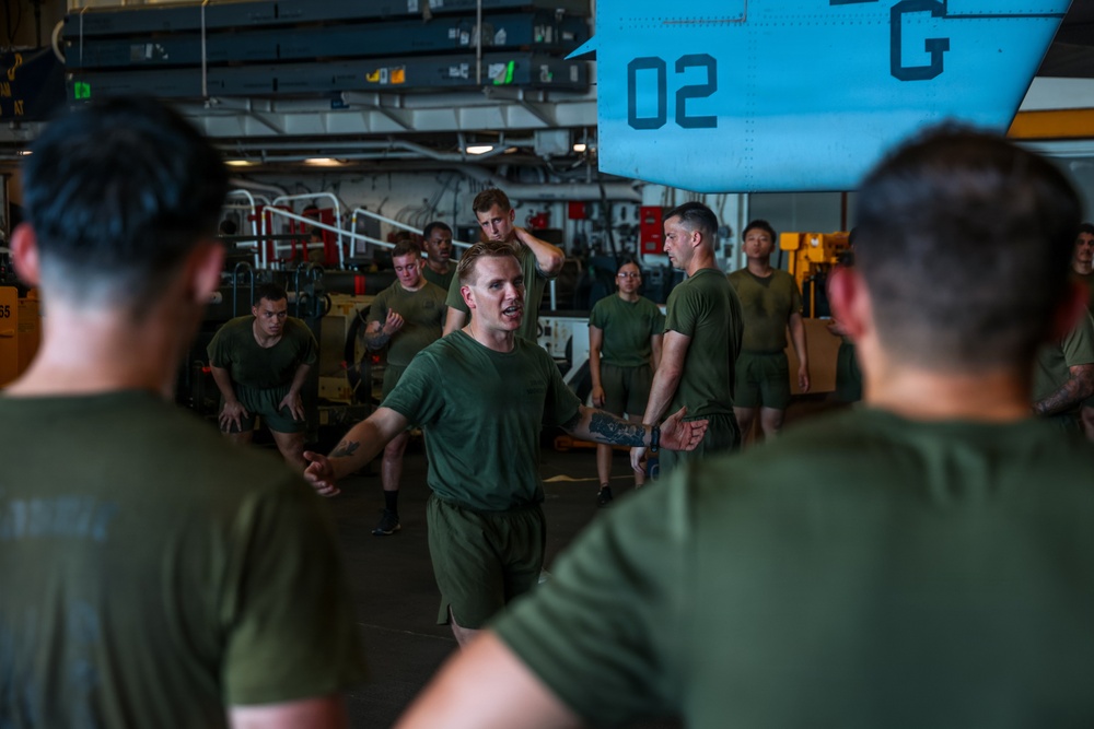 22nd MEU(SOC) | Corporals Course PT Aboard USS Iwo Jima