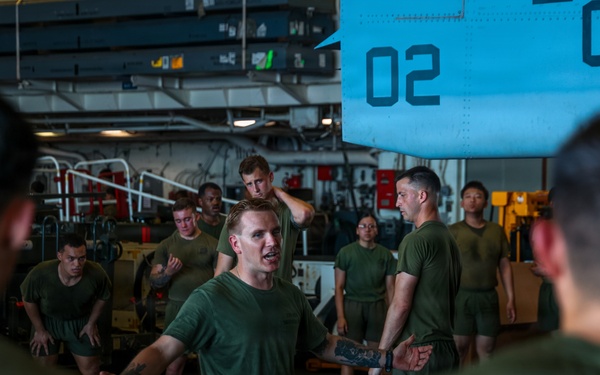 22nd MEU(SOC) | Corporals Course PT Aboard USS Iwo Jima