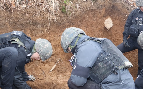 Remains and artifacts excavated from White Horse Hill in Korean DMZ
