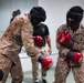 U.S. Marines with Camp Blaz participate in standing and striking during a green belt advancement