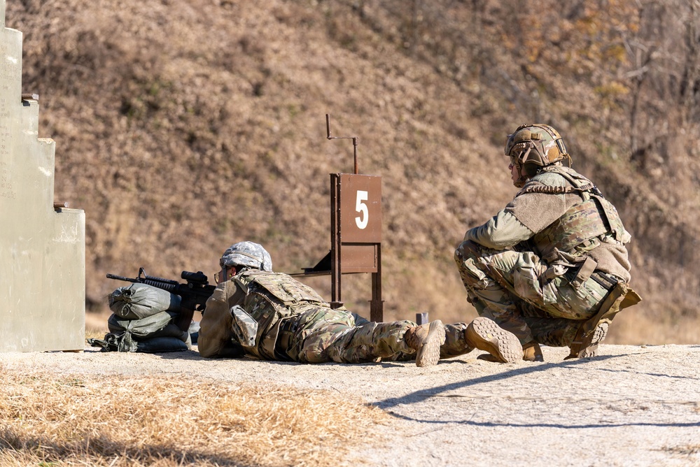 1st Signal Brigade Soldiers participate in a live-fire exercise at Camp Casey