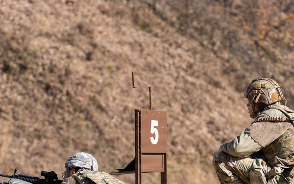 1st Signal Brigade Soldiers participate in a live-fire exercise at Camp Casey