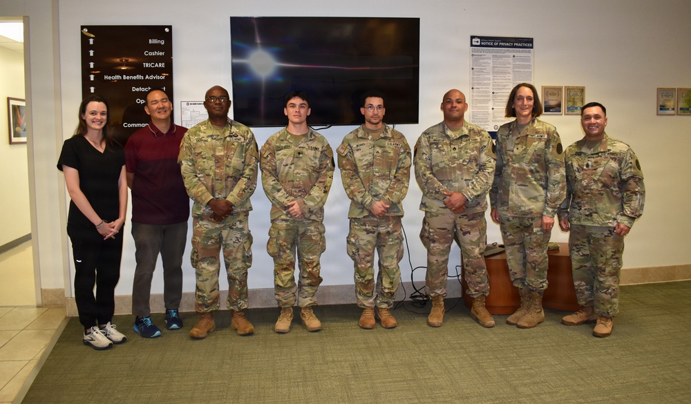 Brig. Gen. Deydre Teyhen and Command Sgt. Maj.  Mike Contreras recognized the Brig. Gen. Crawford F. Sams Health Clinic staff members for excellence in health care