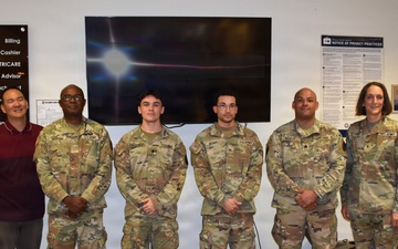 Brig. Gen. Deydre Teyhen and Command Sgt. Maj.  Mike Contreras recognized the Brig. Gen. Crawford F. Sams Health Clinic staff members for excellence in health care