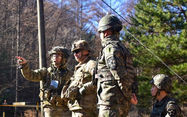 Maj. Gen. Charles Lambardo conducts battle field rotation checking in with 2-23 Infantry