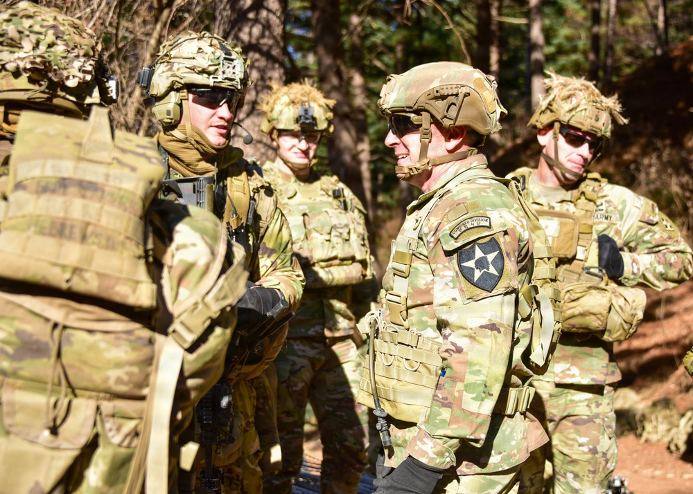 Maj. Gen. Charles Lambardo conducts battle field rotation checking in with 2-23 Infantry