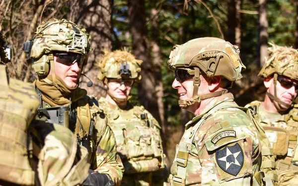 Maj. Gen. Charles Lambardo conducts battle field rotation checking in with 2-23 Infantry