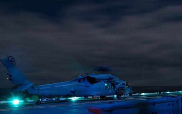 11th MEU Marines, Sailors Conduct Nighttime Deck Landing Qualifications during PMINT