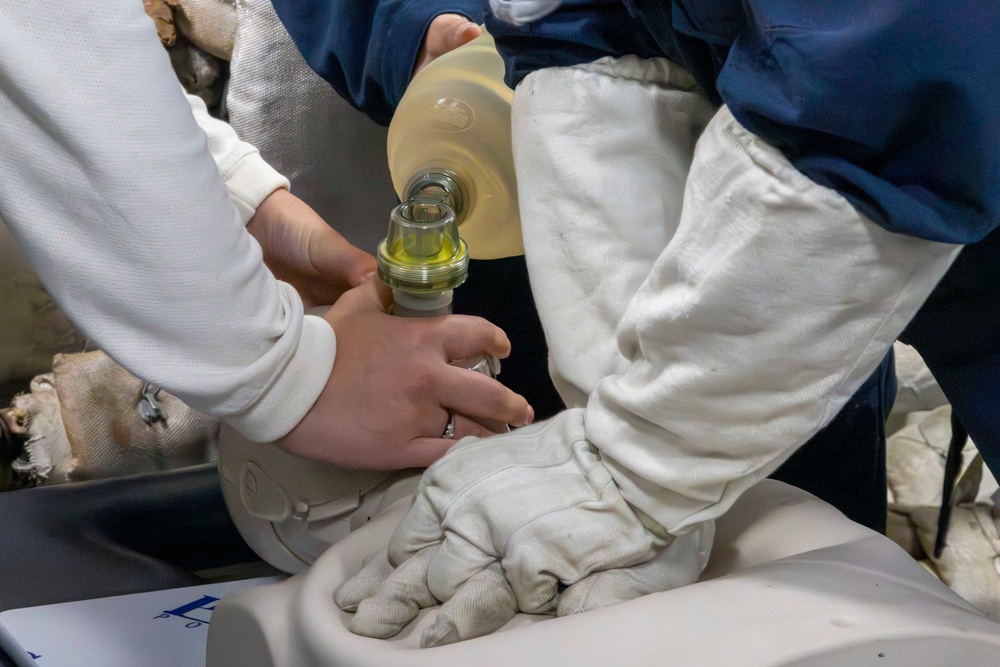 Abraham Lincoln conducts general quarters drill