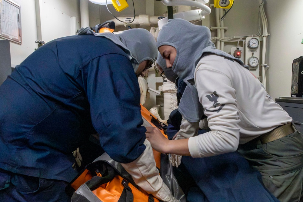 Abraham Lincoln conducts general quarters drill