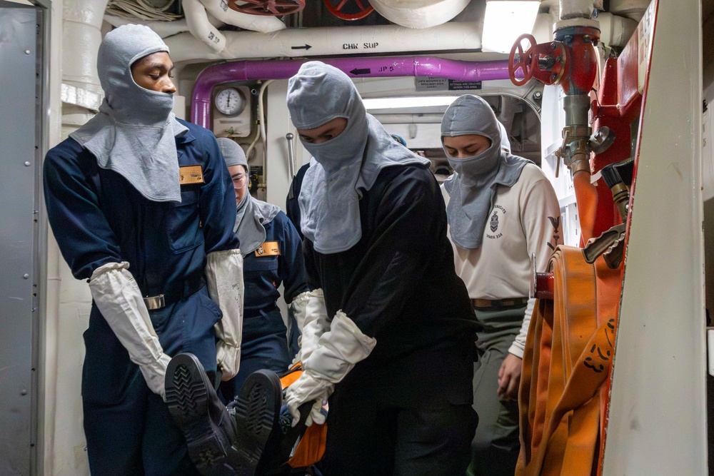 Abraham Lincoln conducts general quarters drill