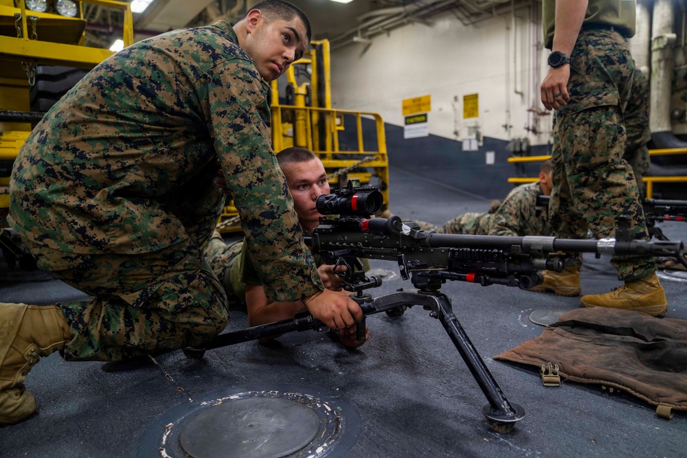 U.S. Marines Conduct Target Training Aboard USS Tripoli