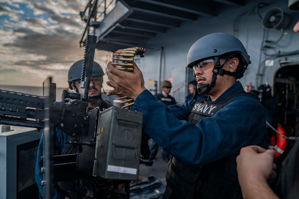USS Tripoli Conducts Weapons Training