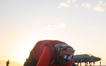 USS Tripoli Conducts Sunset Flight Operations