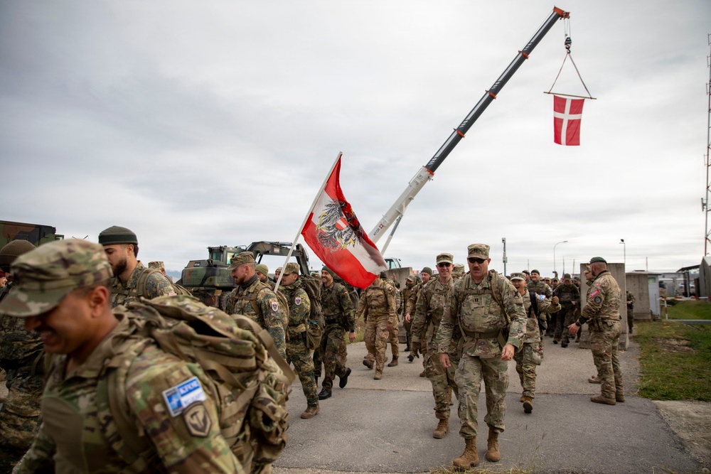 KFOR Multinational Soldiers Test Endurance During Danish Contingent March