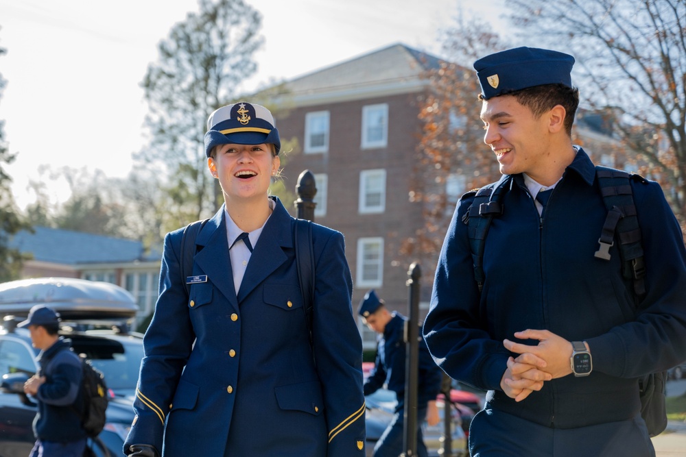 U.S. Coast Guard Academy cadets return from holiday leave