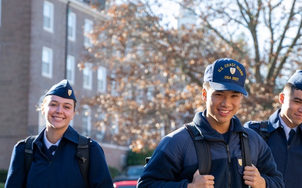 U.S. Coast Guard Academy cadets return from holiday leave